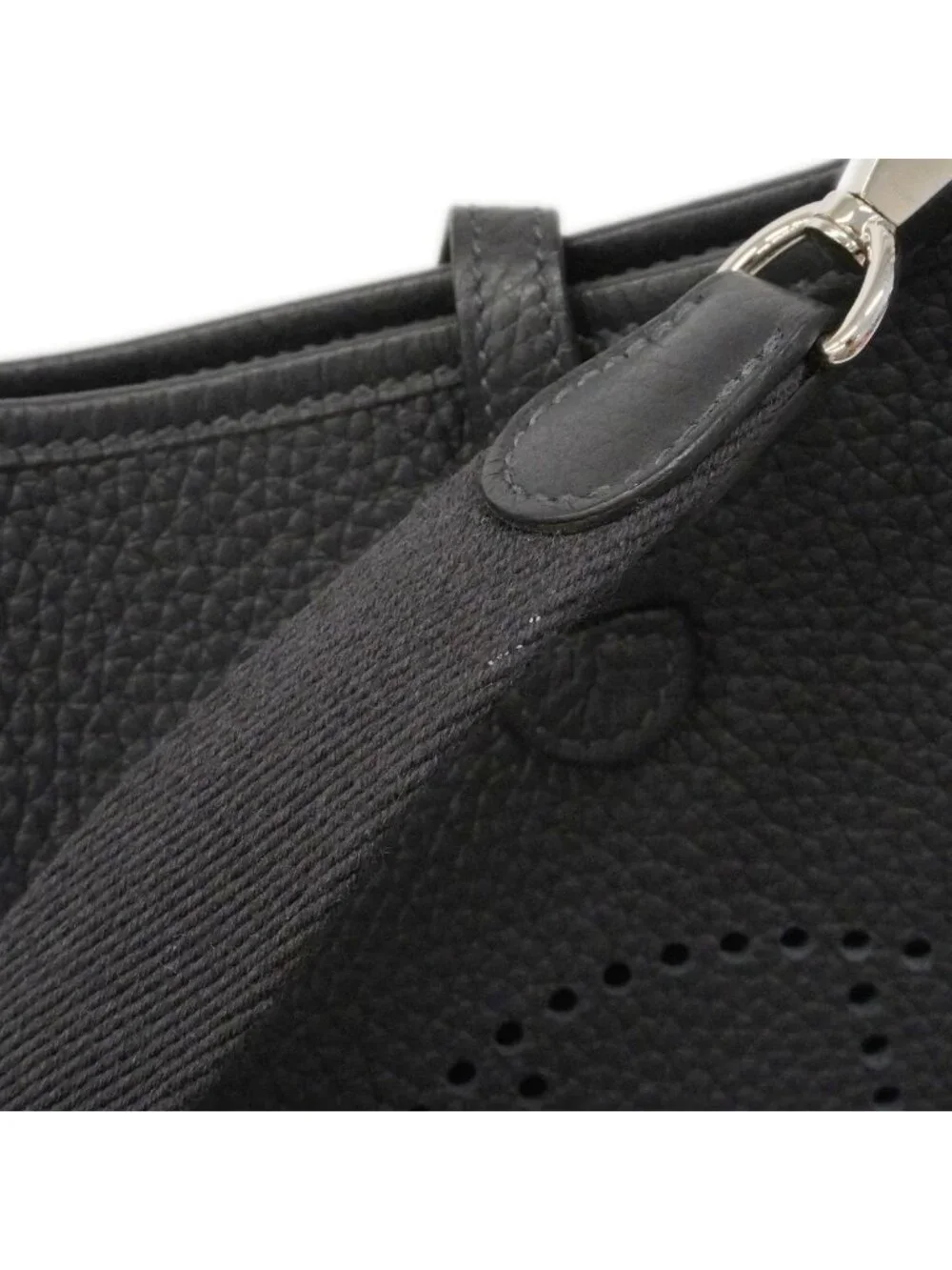 Hermes Shoulder Bag Evelyne TPM Taurillon Clemence Black Silver